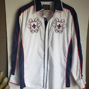 Lamasini men's long sleeve  button down shirt